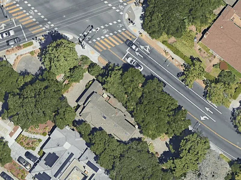 Vista satelital de un vecindario residencial — ejemplo del calculador